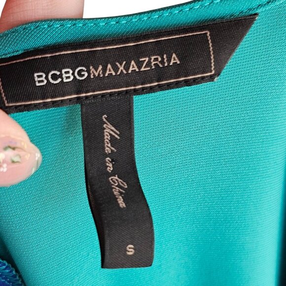 BCBGMaxazria Blue Aqua Short Sleeve Wrap Dress Sz S - Picture 6 of 8